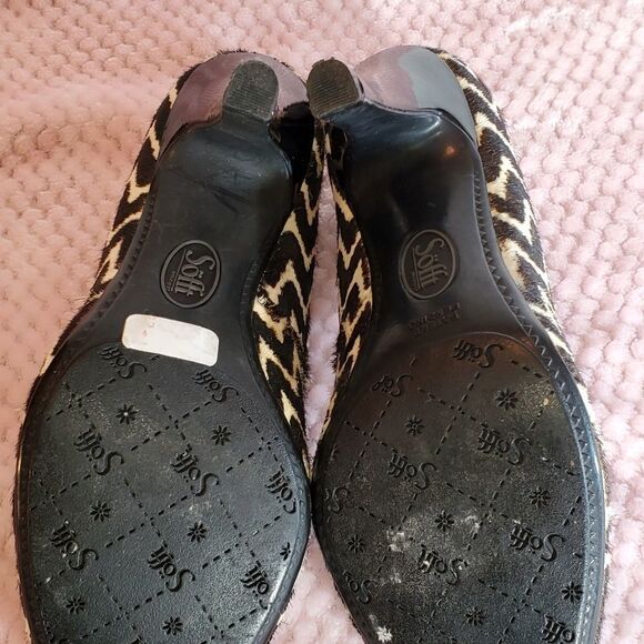 SOFT 'MOSELLE'PUMPS WAVE PRINT CALF HAIR BROWN/BEIGE WOMEN"S SHOES - Picture 13 of 15